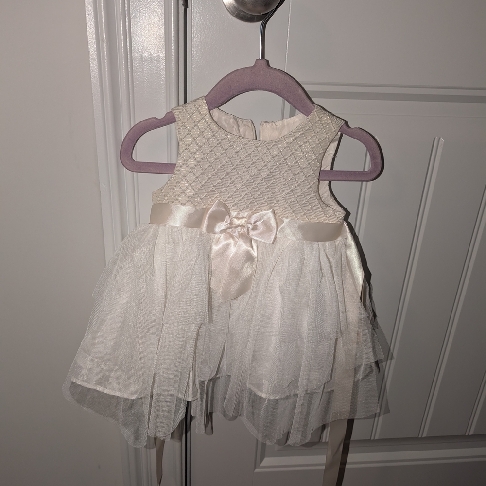 Elegant Cream Baby Dress with Bow